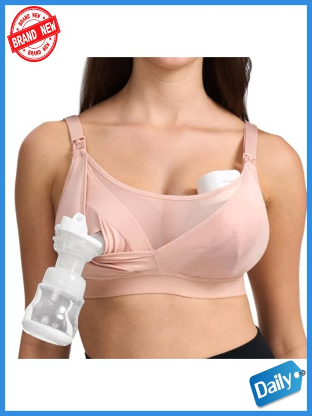 Hands-Free Pumping Bra Plus Size Nursing Bra Soft Stretch Viscose Spandex